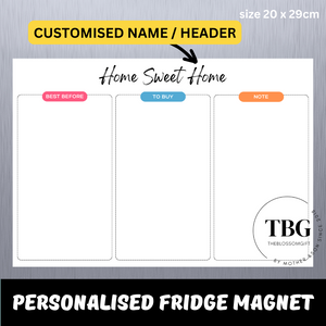 Personalised/Customised Fridge Magnet BEST BEFORE White Board Magnetic