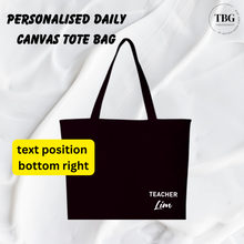 Load image into Gallery viewer, Personalised Daily Canvas Tote Bag (5colours)