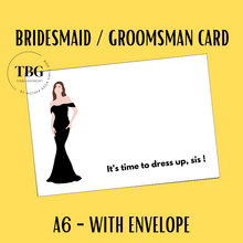 Load image into Gallery viewer, A6 size - Bridesmaid &amp; Groomsman Proposal Card  / Wedding Invitation Card / Wedding Gifts / Hens Night