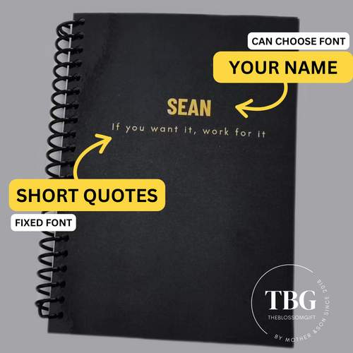 Personalised Notebook | NAME+ QUOTES- FOILED -A5- Lined