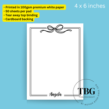 Load image into Gallery viewer, Notepad - BOW - REGULAR 4x6inches