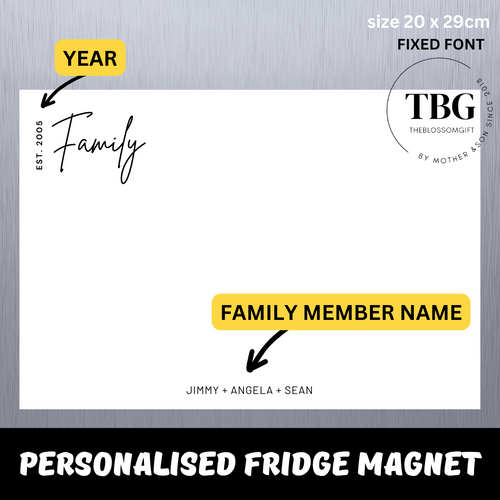 Personalised/Customised Fridge est. Name White Board Magnetic