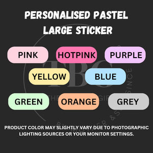 Personalised Waterproof Pastel Large Sticker