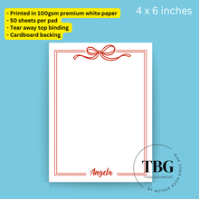 Load image into Gallery viewer, Notepad - BOW - REGULAR 4x6inches