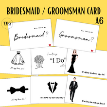 Load image into Gallery viewer, A6 size - Bridesmaid &amp; Groomsman Proposal Card  / Wedding Invitation Card / Wedding Gifts / Hens Night