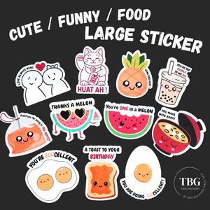Large Sticker | Funny Cute Food Design Big Stickers