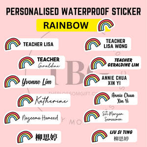 Personalised Waterproof Sticker (RAINBOW) 1 set 3 size