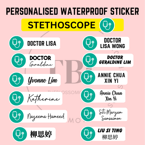 Personalised Waterproof Sticker (STETHOSCOPE) 1 set 3 size