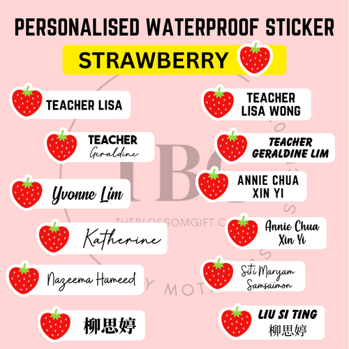 Personalised Waterproof Sticker (STRAWBERRY) 1 set 3 size