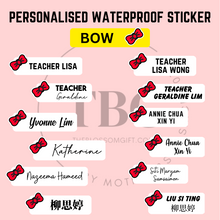 Load image into Gallery viewer, Personalised Waterproof Sticker (BOW) 1 set 3 size