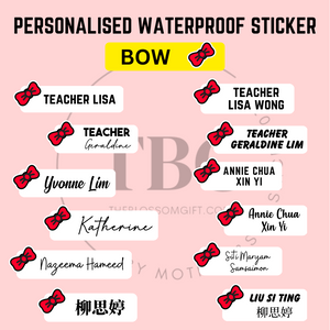 Personalised Waterproof Sticker (BOW) 1 set 3 size