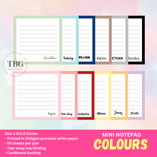 Load image into Gallery viewer, Personalised MINI Notepad - COLOURS