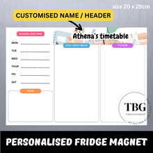 Load image into Gallery viewer, Personalised/Customised SCHOOL TIMETABLE /TUITION Fridge Magnet White Board Magnetic