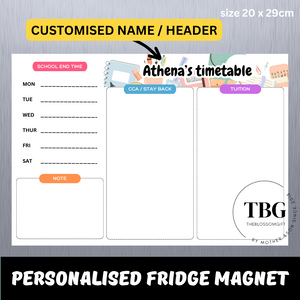 Personalised/Customised SCHOOL TIMETABLE /TUITION Fridge Magnet White Board Magnetic