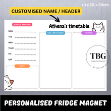 Load image into Gallery viewer, Personalised/Customised SCHOOL TIMETABLE /TUITION Fridge Magnet White Board Magnetic