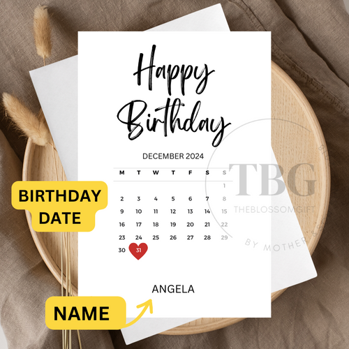 Personalised / Customized DATE Greeting Cards for Birthday