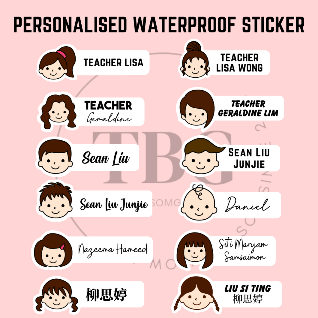 Personalised Waterproof Sticker (FACE) 1 set 3 size