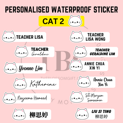 Personalised Waterproof Sticker (CAT2) 1 set 3 size