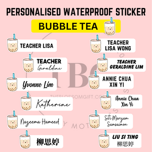 Personalised Waterproof Sticker (BUBBLE TEA) 1 set 3 size