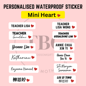 Personalised Waterproof Sticker (MINI HEART) 1 set 3 size