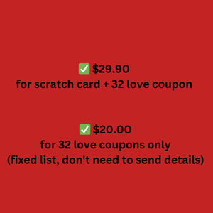 Personalised SCRATCH OFF card + 32 Love Coupon