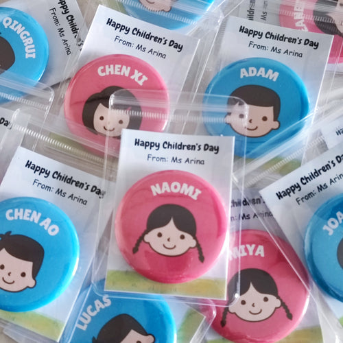 Personalised Button Badge Pin with backing card |  (min 8qty to purchase)