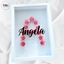 Load image into Gallery viewer, pink flower with white background with black vinyl text . Font C