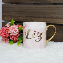 Load image into Gallery viewer, Pink Marble Mug with Gold - The Blossom Gift