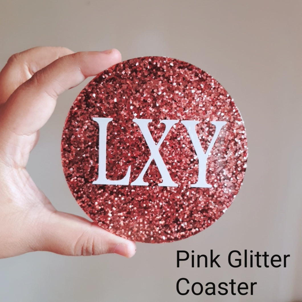 Pink Glitter Personalised Coaster - The Blossom Gift