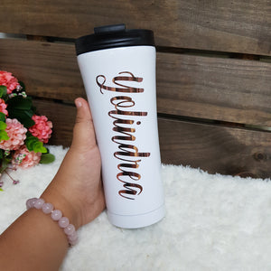 Double Wall Stainless Steel Tumbler - White - The Blossom Gift