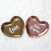 Load image into Gallery viewer, Personalised Heart Shape Gold / Rose Gold Trinket Tray - The Blossom Gift