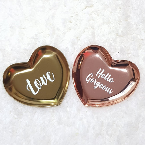 Personalised Heart Shape Gold / Rose Gold Trinket Tray - The Blossom Gift