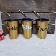 Load image into Gallery viewer, Personalised Stainless Steel Tumbler with Straw - The Blossom Gift