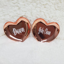 Load image into Gallery viewer, Personalised Heart Shape Gold / Rose Gold Trinket Tray - The Blossom Gift