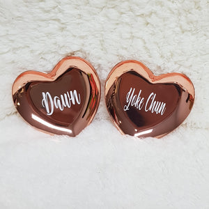 Personalised Heart Shape Gold / Rose Gold Trinket Tray - The Blossom Gift