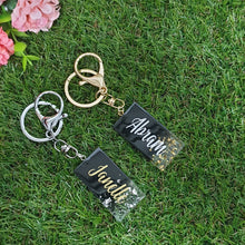 Load image into Gallery viewer, Black w Gold Flakes Key Chain - The Blossom Gift