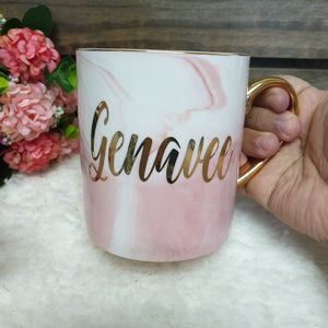 Pink Marble Mug with Gold - The Blossom Gift