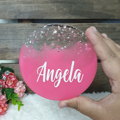 Pink w Silver Flakes Coaster - The Blossom Gift