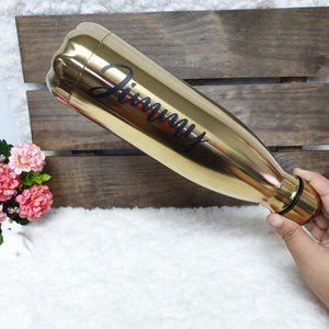 'Bowling Pin' Vacuum Flask Water Bottle - CHROME GOLD - The Blossom Gift