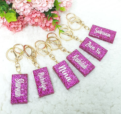 Glitter Personalised Key Chain (9colours)