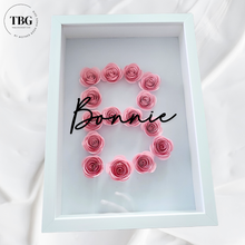 Load image into Gallery viewer, pink flower with white background with black vinyl text . Font I 