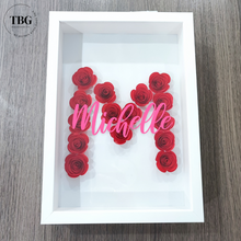 Load image into Gallery viewer, pink flower with white background with hotpink vinyl text . Font E