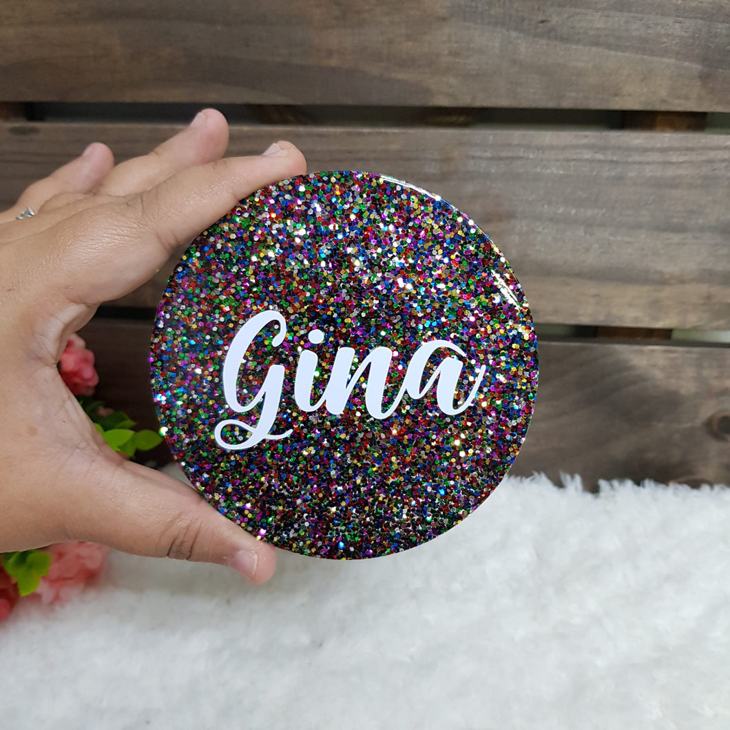 Multi Glitter Personalised Coaster