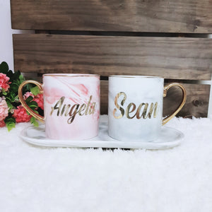 Pink Marble Mug with Gold - The Blossom Gift