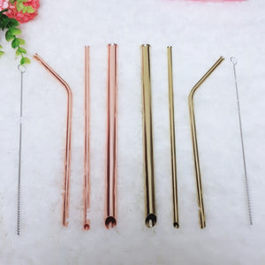 Gold 316 Stainless Steel Straw Set - The Blossom Gift