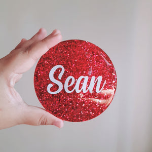 Red Glitter Personalised  Coaster - The Blossom Gift
