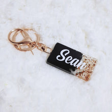 Load image into Gallery viewer, Black w Silver Flakes Key Chain - The Blossom Gift