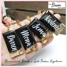 Load image into Gallery viewer, Black w Gold Flakes Key Chain