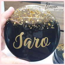 Load image into Gallery viewer, Black w Gold Flakes Coaster