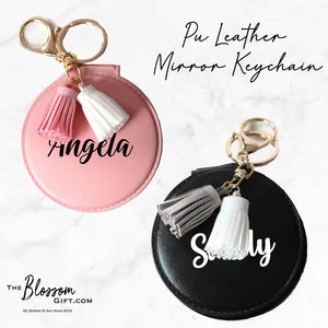 Pu Leather Mirror Keychain